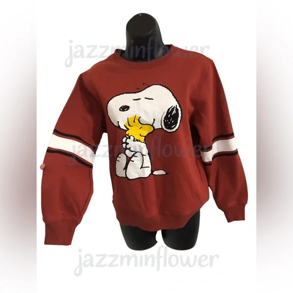 Dark red brick Snoopy and tweety graphic print sweatshirt XS brand new - Picture 5 of 8